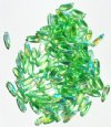 100 3x11mm Transparent Peridot AB Dagger Beads